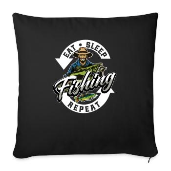 Manger Dormir Pêche Répéter Pêcheur - Housse de coussin décorative 45 x 45 cm - noir - Devant
