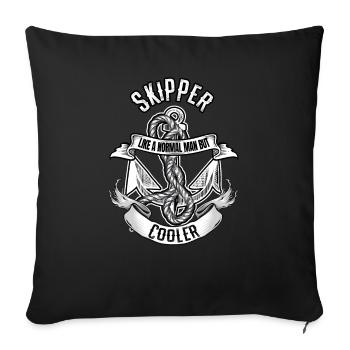 Segler Segelschiff Segelboot Skipper - Sofakissenbezug 45 x 45 cm - Schwarz - Vorne