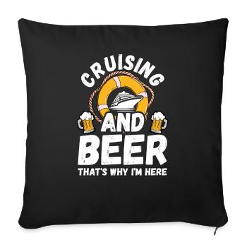 Croisière Croisière Vacances Buveur de bière - Housse de coussin décorative 45 x 45 cm - noir - Devant