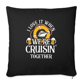 Croisière Croisière Vacances Croisière Couple - Housse de coussin décorative 45 x 45 cm - noir - Devant