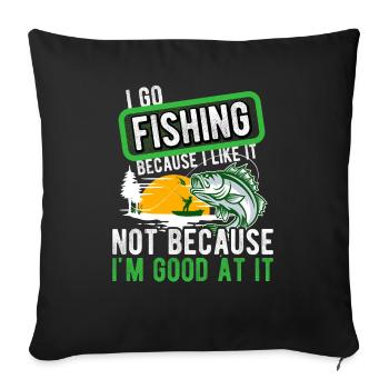 Angler Hobbyangler Fischer - Sofakissenbezug 45 x 45 cm - Schwarz - Vorne