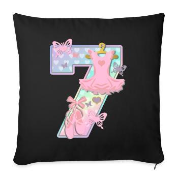 Ballerina 7. Geburtstagsparty Nummer 7 - 7 Jahre - Sofakissenbezug 45 x 45 cm - Schwarz - Vorne