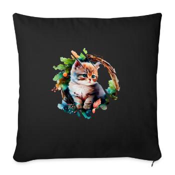 Süße Katze - Sofakissenbezug 45 x 45 cm - Schwarz - Vorne