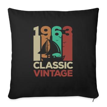 1963 Classic vintage sailing 60th birthday - Sofa pillowcase 17,3'' x 17,3'' (45 x 45 cm) - black - Front