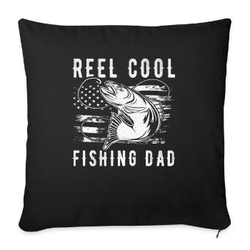 Accessoires de pêche pour la fête des pères, Reel Cool Dad - Housse de coussin décorative 45 x 45 cm - noir - Devant