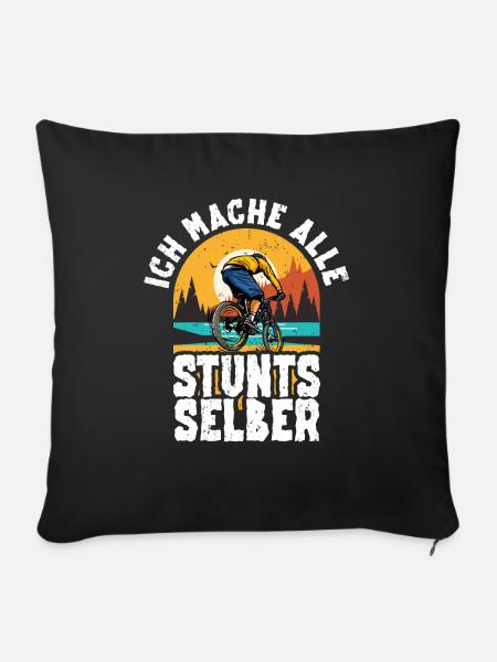 Mountainbiken Downhillbiker - Sofakissenbezug 45 x 45 cm - Schwarz