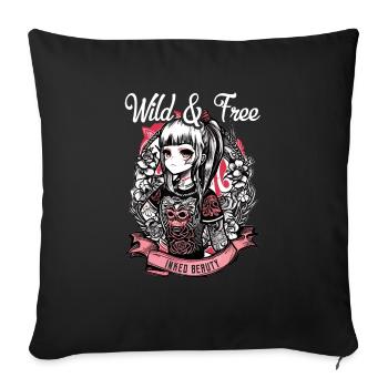 Tattoo Man Woman Girl Tattooed - Sofa pillowcase 17,3'' x 17,3'' (45 x 45 cm) - black - Front