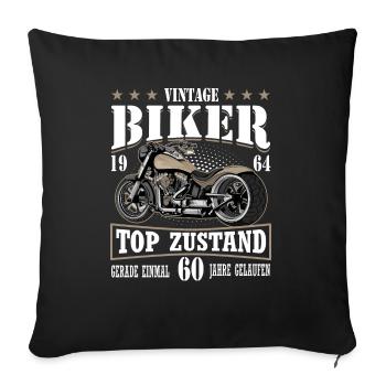 60e anniversaire 1964 motocycliste moto - Housse de coussin décorative 45 x 45 cm - noir - Devant