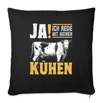 Landwirt Milchbauer Kuhbauer Rede mit Kühen - Sofakissenbezug 45 x 45 cm - Schwarz - Vorne