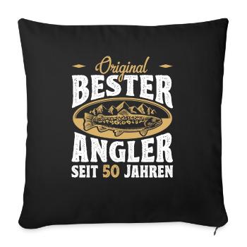 Funny Angler Hobby Angler Gift Idea for 50. - Sofa pillowcase 17,3'' x 17,3'' (45 x 45 cm) - black - Front