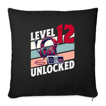 12TH BIRTHDAY BOY RETRO GAMER GAMING LEVEL - Sofa pillowcase 17,3'' x 17,3'' (45 x 45 cm) - black - Front