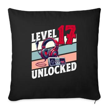 17. GEBURTSTAG JUNGE RETRO GAMER GAMING LEVEL - Sofakissenbezug 45 x 45 cm - Schwarz - Vorne