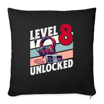8TH BIRTHDAY BOY RETRO GAMER GAMING LEVEL - Sofa pillowcase 17,3'' x 17,3'' (45 x 45 cm) - black - Front