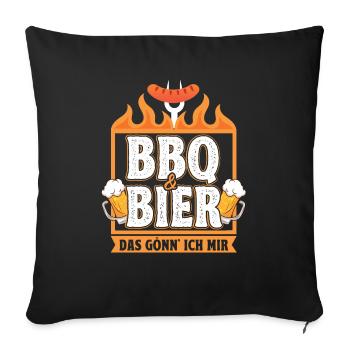 Grilling and Beer Grillmeister Grill Saying BBQ - Sofa pillowcase 17,3'' x 17,3'' (45 x 45 cm) - black - Front