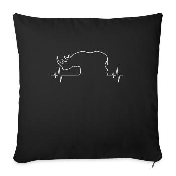 Battement de cœur Rhinocéros Rhinos Silhouette Afrique - Housse de coussin décorative 45 x 45 cm - noir - Devant