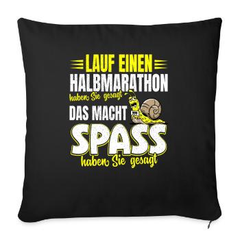 Laufen Joggen Laufshirt Herren Damen Halbmarathon - Sofakissenbezug 45 x 45 cm - Schwarz - Vorne