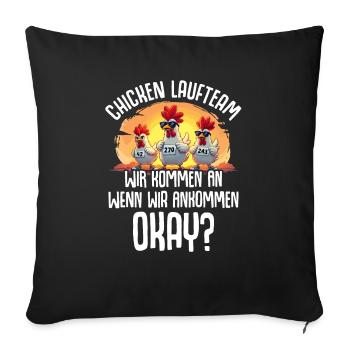 Frauen Mädchen Chicken Laufteam Jogging Laufen - Sofakissenbezug 45 x 45 cm - Schwarz - Vorne