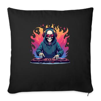 Lunettes de soleil et casques d’écoute DJ Skull dans le Pop Art - Housse de coussin décorative 45 x 45 cm - noir - Devant