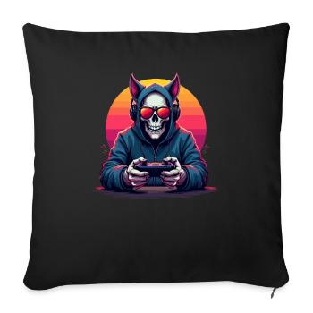 Lunettes de soleil et casques gamer skull en pop - Housse de coussin décorative 45 x 45 cm - noir - Devant