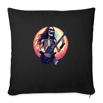 Heavy Metal Skeleton Sunglasses Headphones in Pop - Sofa pillowcase 17,3'' x 17,3'' (45 x 45 cm) - black - Front
