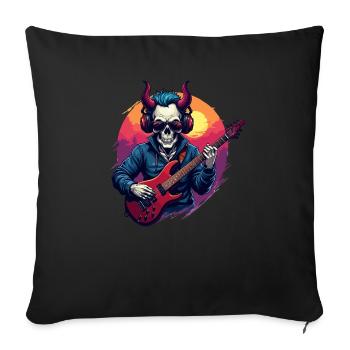 Heavy Metal Skeleton Sunglasses Headphones in Pop - Sofa pillowcase 17,3'' x 17,3'' (45 x 45 cm) - black - Front