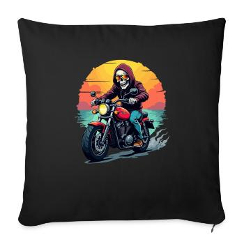 Motorcycle Skeleton Sunglasses and Headphones in Pop - Sofa pillowcase 17,3'' x 17,3'' (45 x 45 cm) - black - Front
