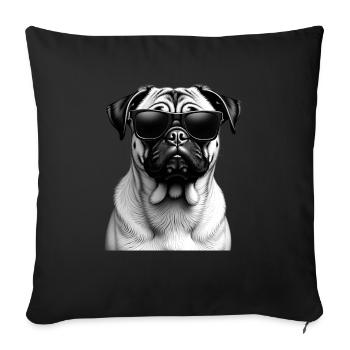 Pug with Sunglasses Animal Motif Art Pug - Sofa pillowcase 17,3'' x 17,3'' (45 x 45 cm) - black - Front