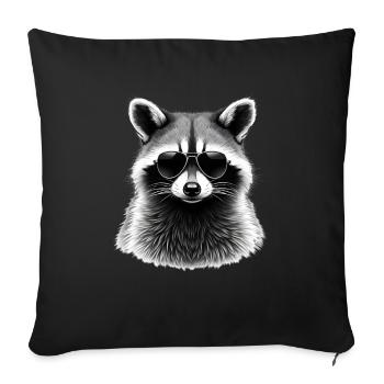 Raccoon with Sunglasses Animal Motif Art - Sofa pillowcase 17,3'' x 17,3'' (45 x 45 cm) - black - Front