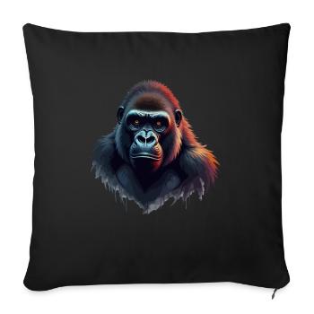 Gorilla Head Animal Motif Art Monkey Portrait - Sofa pillowcase 17,3'' x 17,3'' (45 x 45 cm) - black - Front