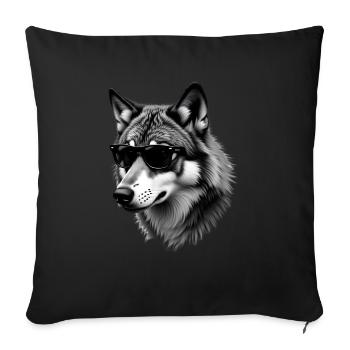 Lunettes de soleil loup motif animal avec imprimé loup - Housse de coussin décorative 45 x 45 cm - noir - Devant