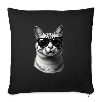 Cat with Sunglasses Animal Motif Cat Lover - Sofa pillowcase 17,3'' x 17,3'' (45 x 45 cm) - black - Front