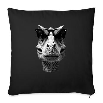 Cool T-Rex Lunettes de soleil Art des motifs animaux - Housse de coussin décorative 45 x 45 cm - noir - Devant