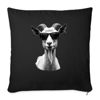 Chèvre avec lunettes de soleil Motif animal Porte-chèvre - Housse de coussin décorative 45 x 45 cm - noir - Devant