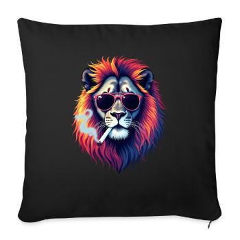 Lion with Sunglasses Animal Motif Smoking Lion - Sofa pillowcase 17,3'' x 17,3'' (45 x 45 cm) - black - Front