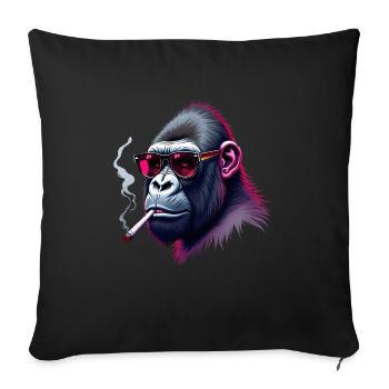 Gorilla mit Sonnenbrille Tier rauchen Gorilla - Sofakissenbezug 45 x 45 cm - Schwarz - Vorne