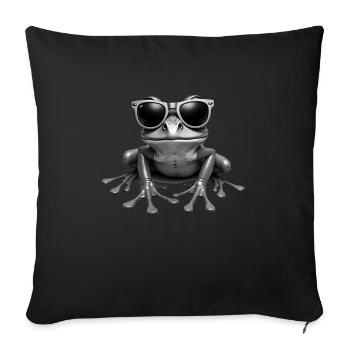 grenouille avec des lunettes de soleil motif animal drôles de grenouilles - Housse de coussin décorative 45 x 45 cm - noir - Devant
