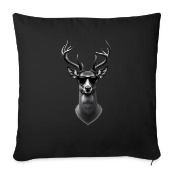 Cerf Lunettes de soleil Motif Animal Chasseur Cerf - Housse de coussin décorative 45 x 45 cm - noir - Devant