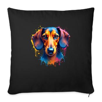 Teckel Coloré Art Oeuvre Motif Animal Teckel - Housse de coussin décorative 45 x 45 cm - noir - Devant