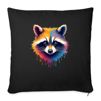 Raccoon Colorful Art Artwork Animal Motif Raccoon - Sofa pillowcase 17,3'' x 17,3'' (45 x 45 cm) - black - Front