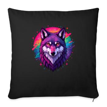 Wolf Colorful Art Artwork Animal Motif Wolf - Sofa pillowcase 17,3'' x 17,3'' (45 x 45 cm) - black - Front