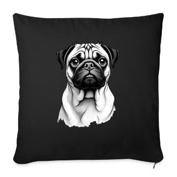 Mops Schwarz Weiß Outfit Tier Motiv Kunst Mops - Sofakissenbezug 45 x 45 cm - Schwarz - Vorne