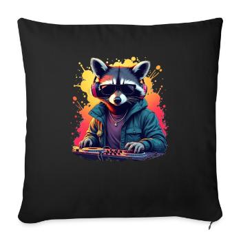 Raccoon Musique DJ Cool Raccoon - Housse de coussin décorative 45 x 45 cm - noir - Devant