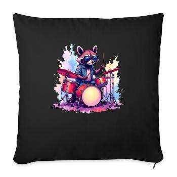 Raccoon Music Drums Drums Raccoon - Sofa pillowcase 17,3'' x 17,3'' (45 x 45 cm) - black - Front