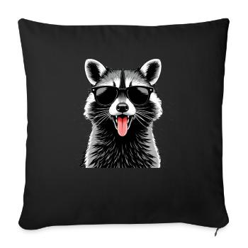 Raccoon with sunglasses animal motif funny - Sofa pillowcase 17,3'' x 17,3'' (45 x 45 cm) - black - Front