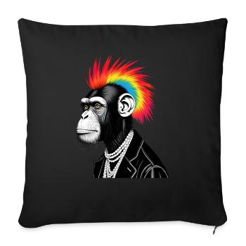 Chimpanzee Punk Animal Motif Funny Monkey - Sofa pillowcase 17,3'' x 17,3'' (45 x 45 cm) - black - Front