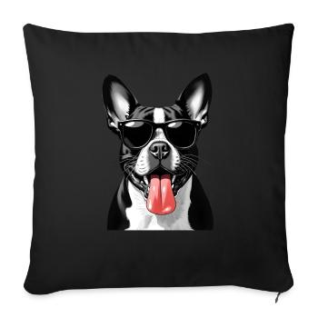 Bouledogue chien motif animal drôle bouledogues - Housse de coussin décorative 45 x 45 cm - noir - Devant