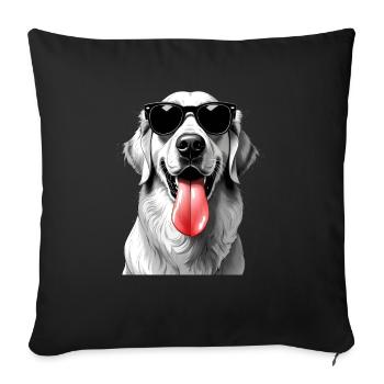 Golden Retriever Dog Animal Motif Funny Dogs - Sofa pillowcase 17,3'' x 17,3'' (45 x 45 cm) - black - Front
