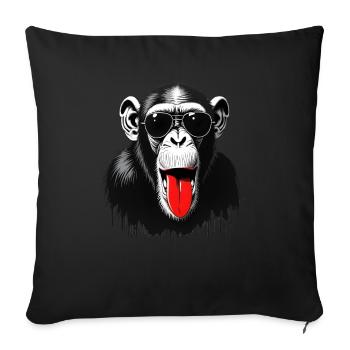 Chimpanzee monkey animal motif funny monkey - Sofa pillowcase 17,3'' x 17,3'' (45 x 45 cm) - black - Front