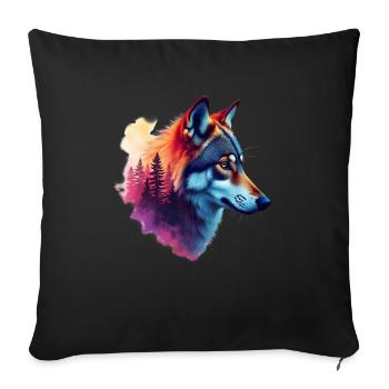 Wolf Art Animal Motif Art Motif Forest Wolf - Sofa pillowcase 17,3'' x 17,3'' (45 x 45 cm) - black - Front