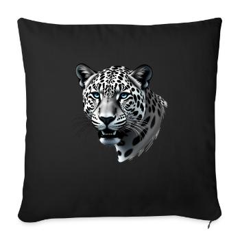 Leopard with Blue Eyes Animal Motif Art - Sofa pillowcase 17,3'' x 17,3'' (45 x 45 cm) - black - Front